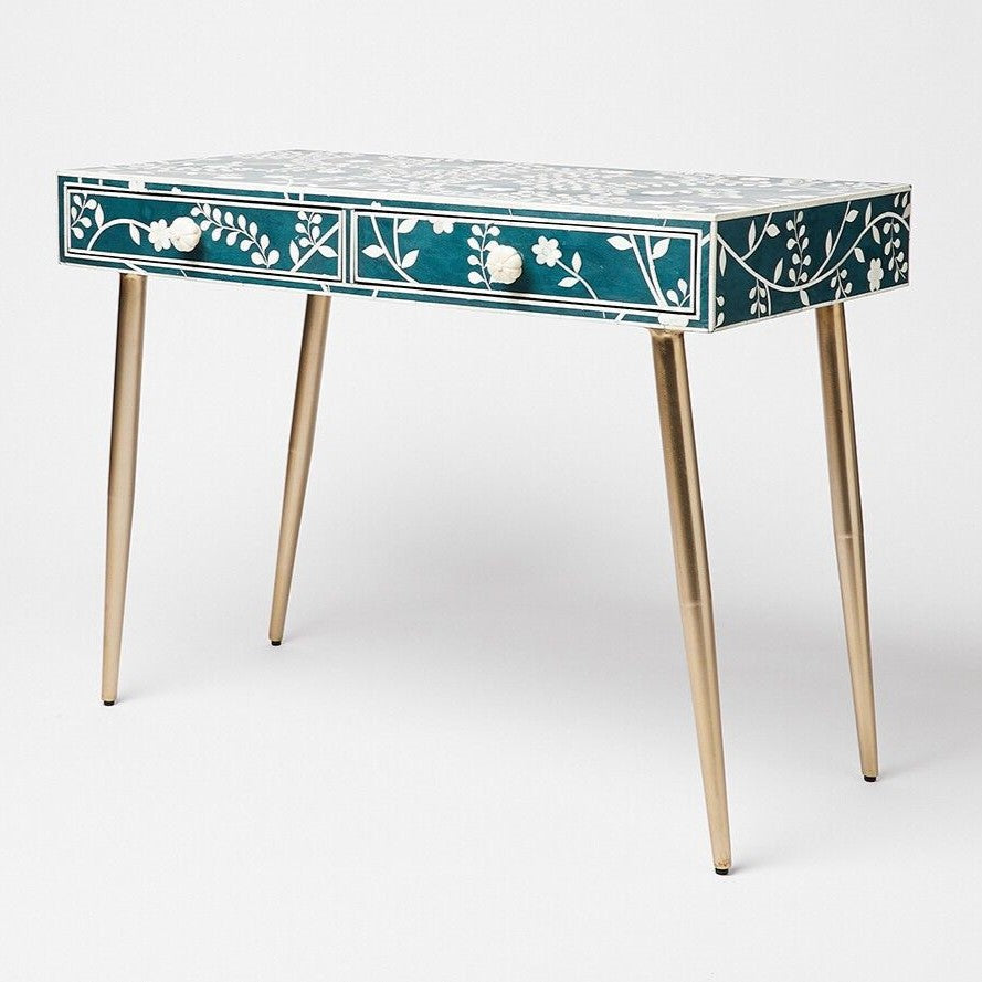 Bonitas Blue Inlay Dressing Table & Desk