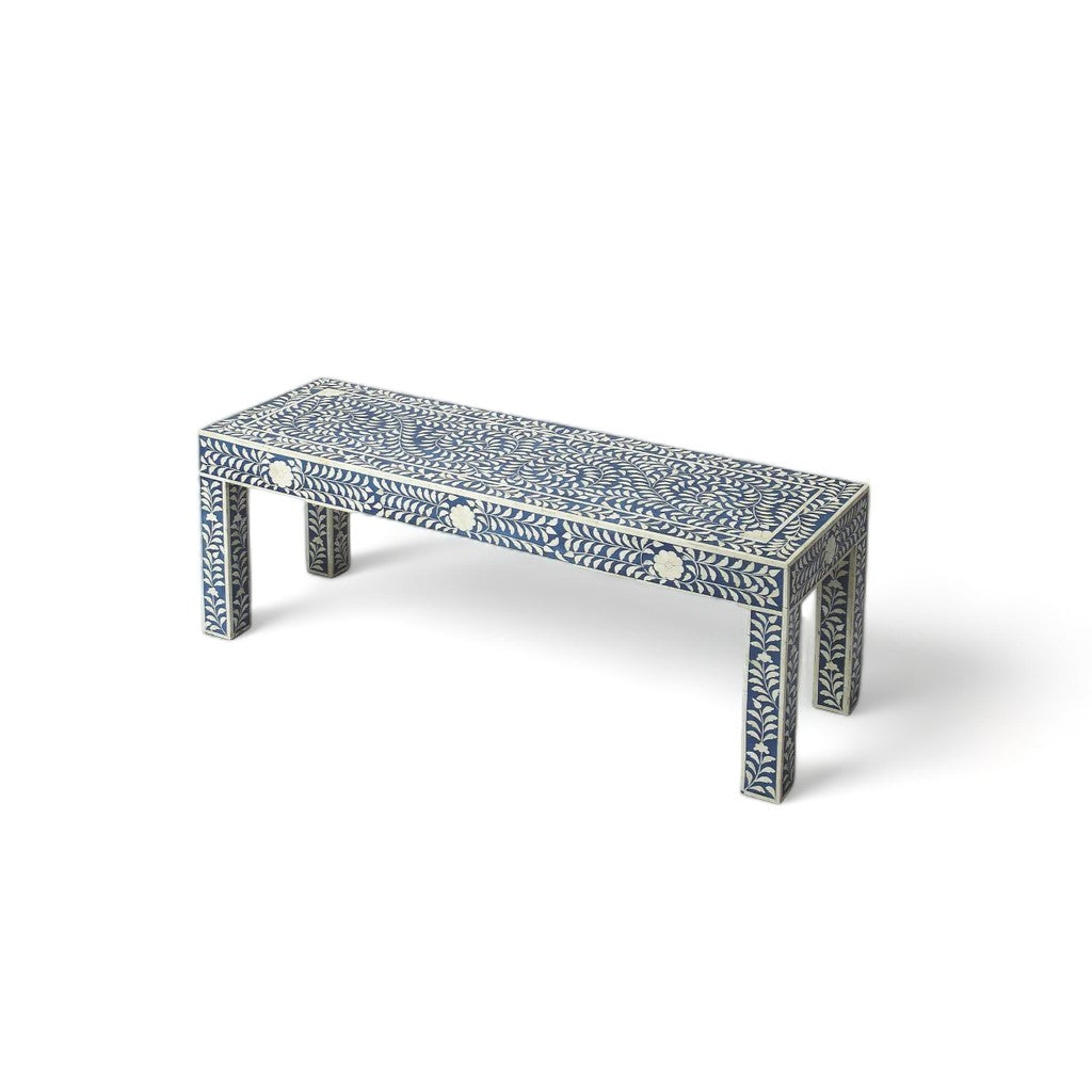 Celeste Blue Bone Inlay Bench