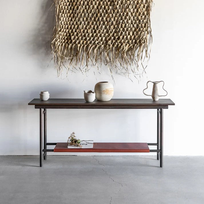 Midoma Wood and Leather Console