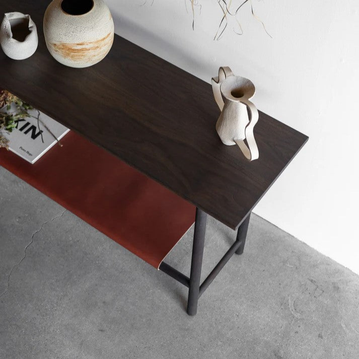 Midoma Wood and Leather Console