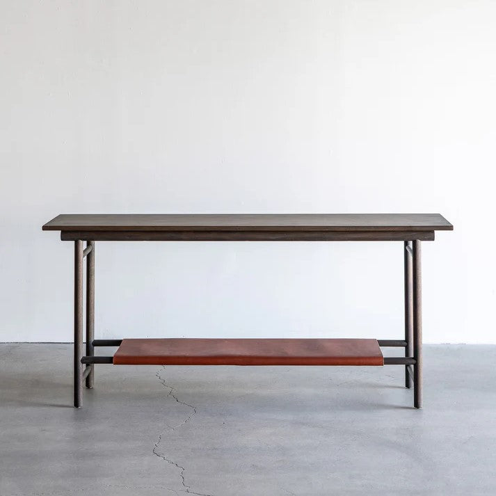 Midoma Wood and Leather Console