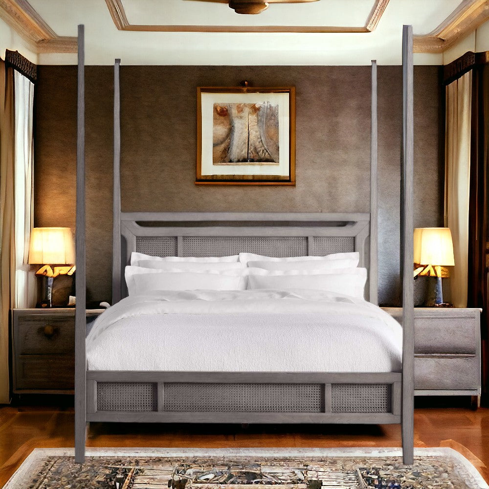 Visioni Notte Cane Poster Bed in Boulder Grey