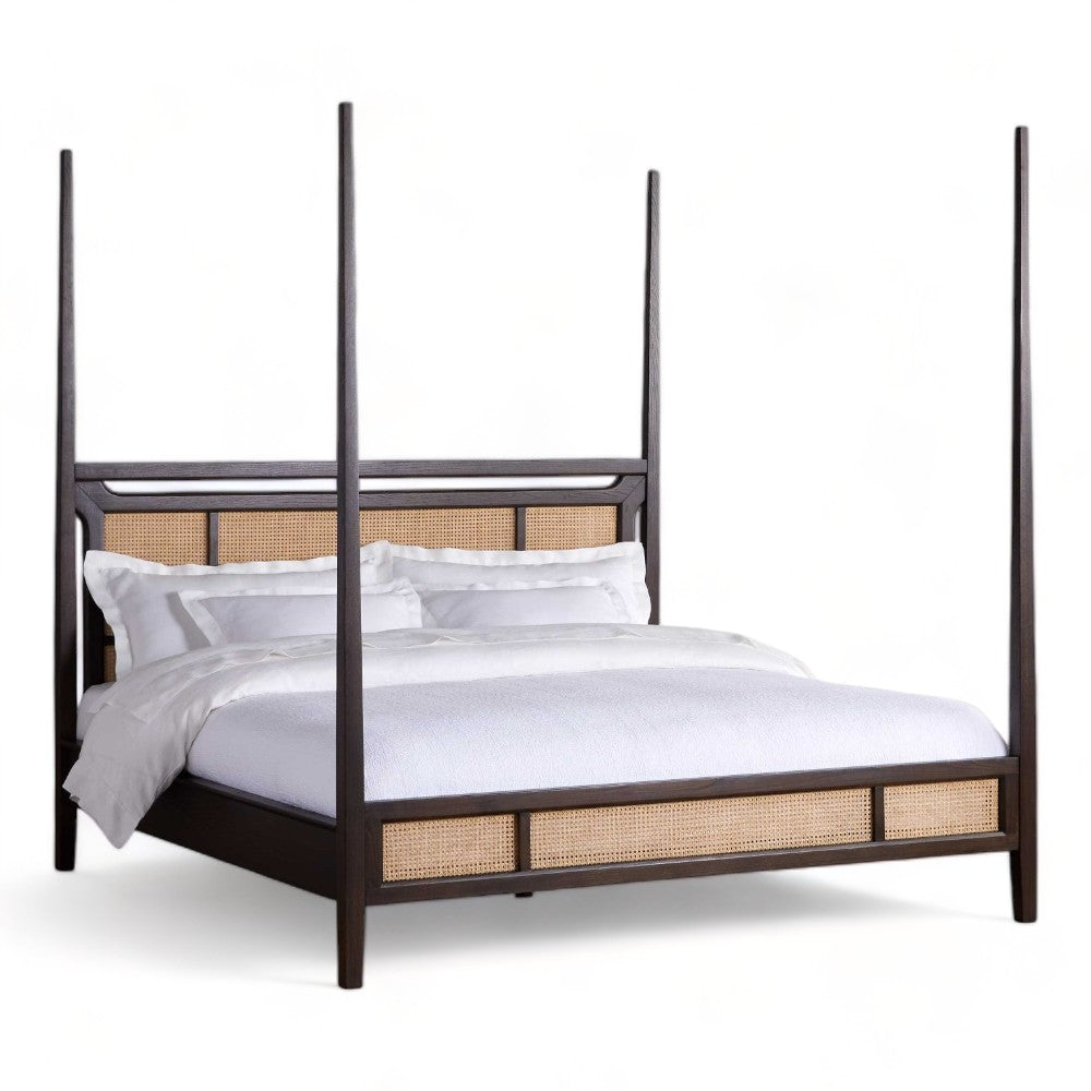 Rifugio Cozy Cane Poster Bed in Bahasa Brown