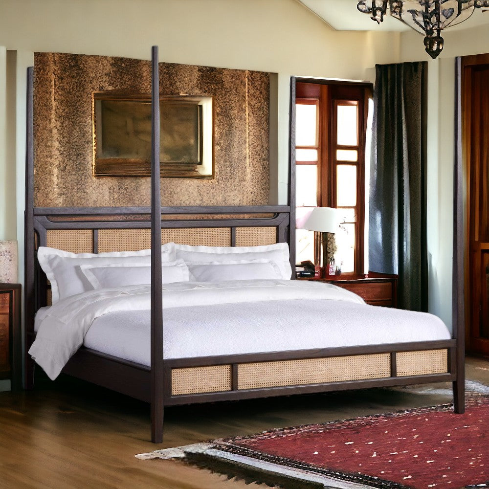 Rifugio Cozy Cane Poster Bed in Bahasa Brown