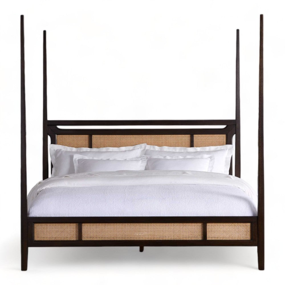 Rifugio Cozy Cane Poster Bed in Bahasa Brown