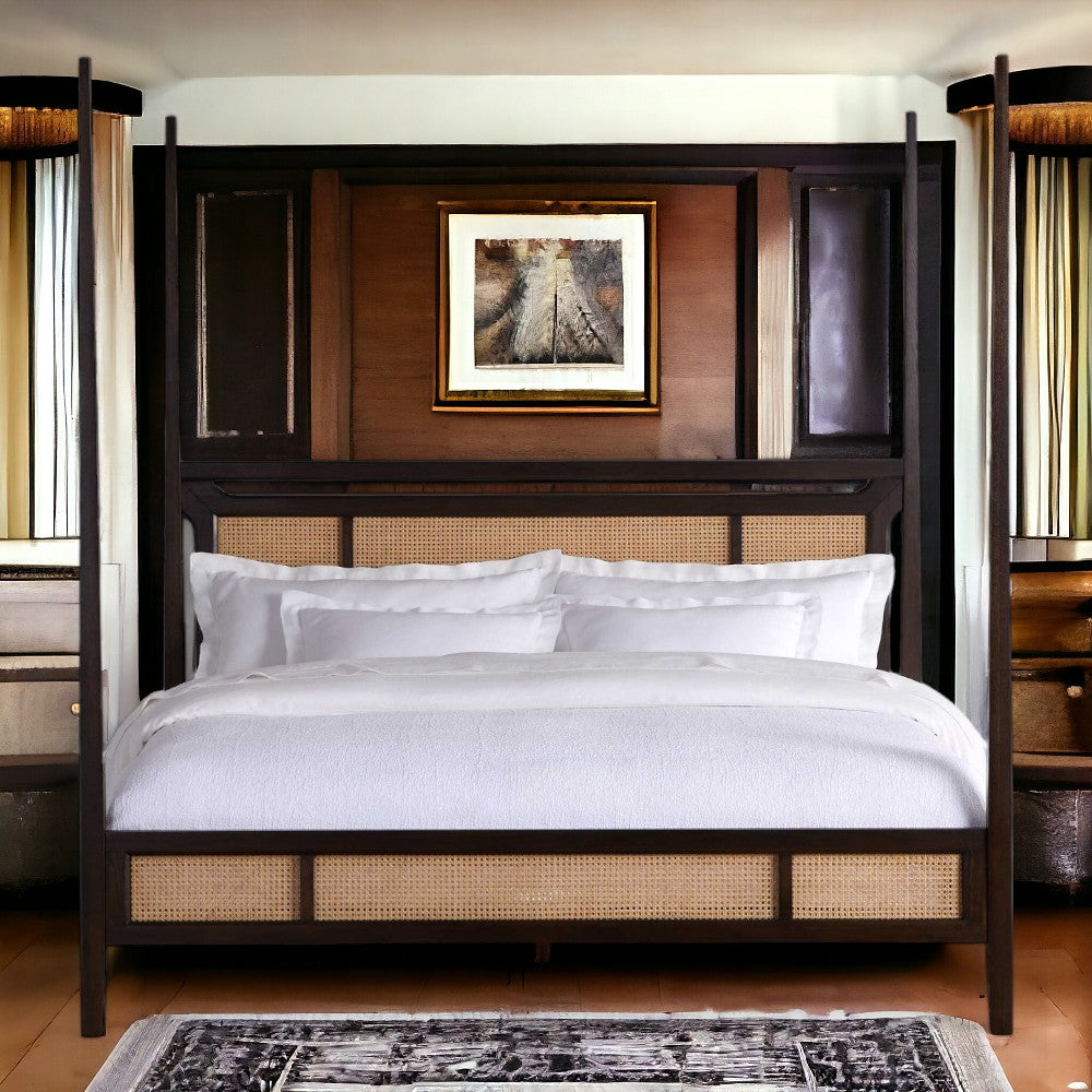 Rifugio Cozy Cane Poster Bed in Bahasa Brown