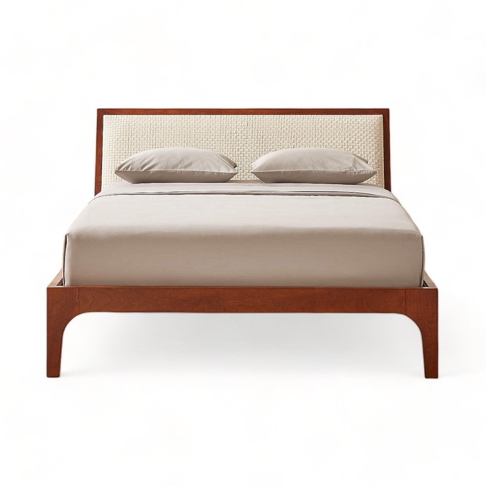 Celeste Path Woven Ivory Leather Bed