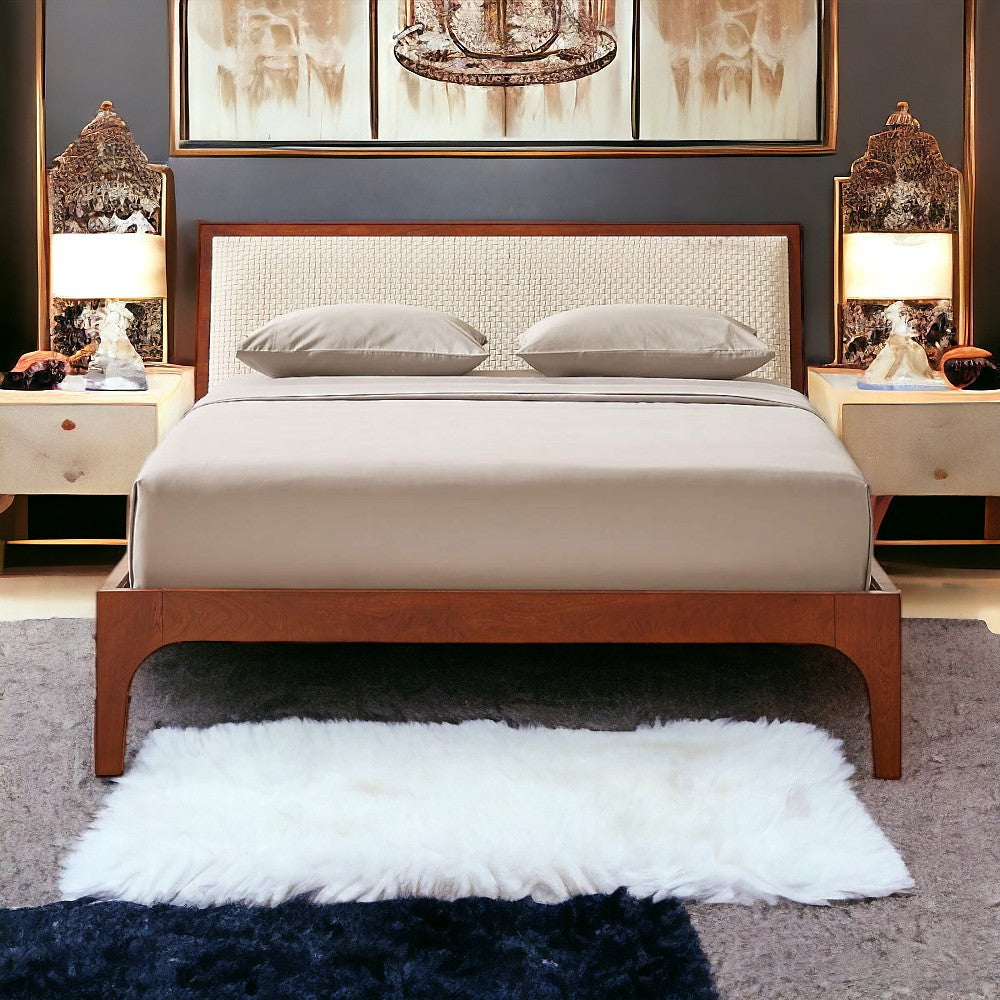Celeste Path Woven Ivory Leather Bed