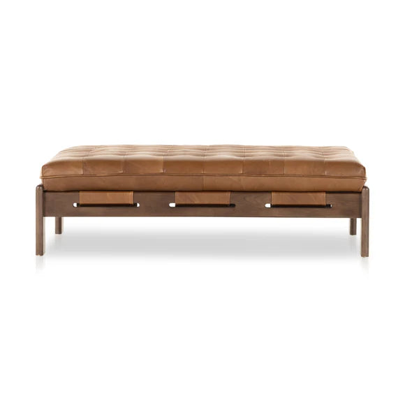 Euclid Leather Ottoman and Coffee Table